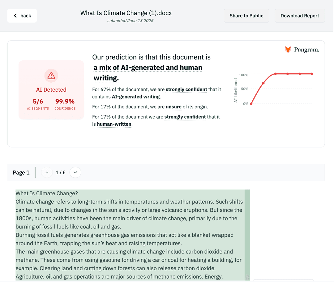 AI Detection Results