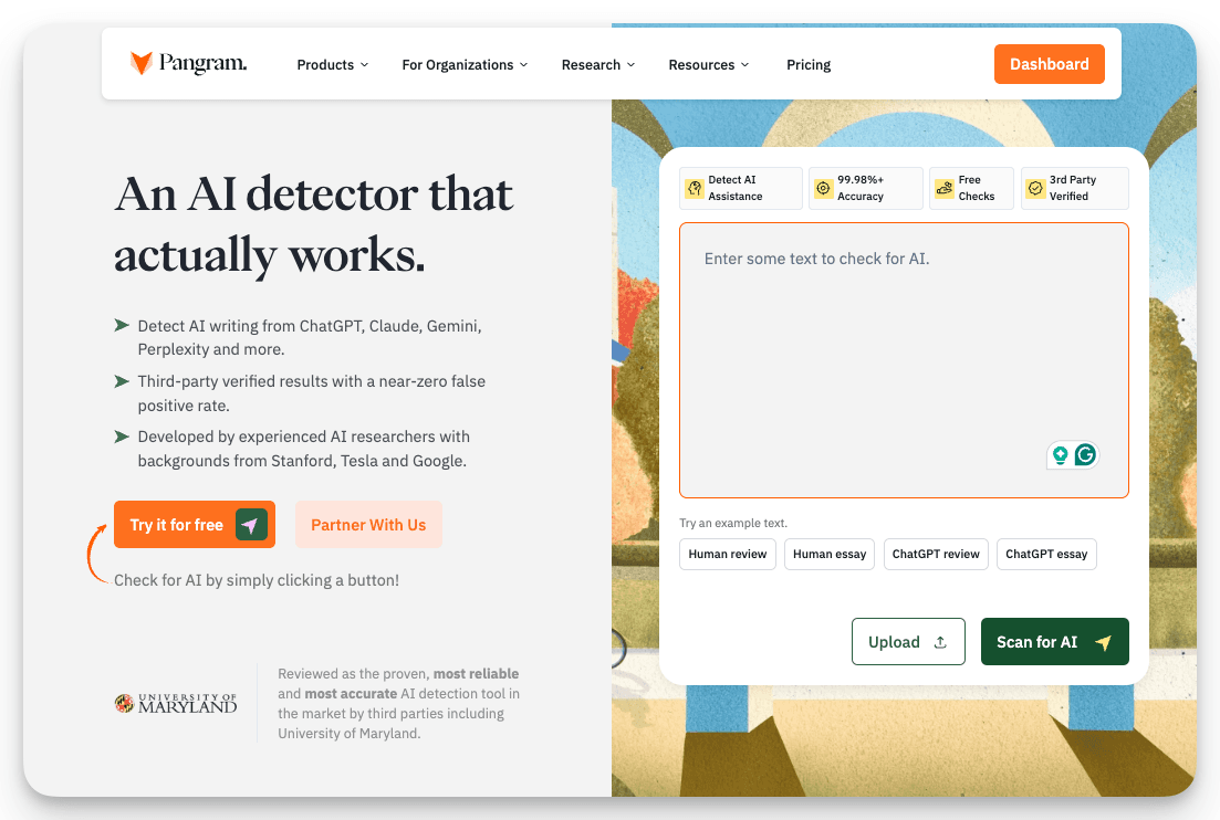 Pangram - AI Detector for Schools